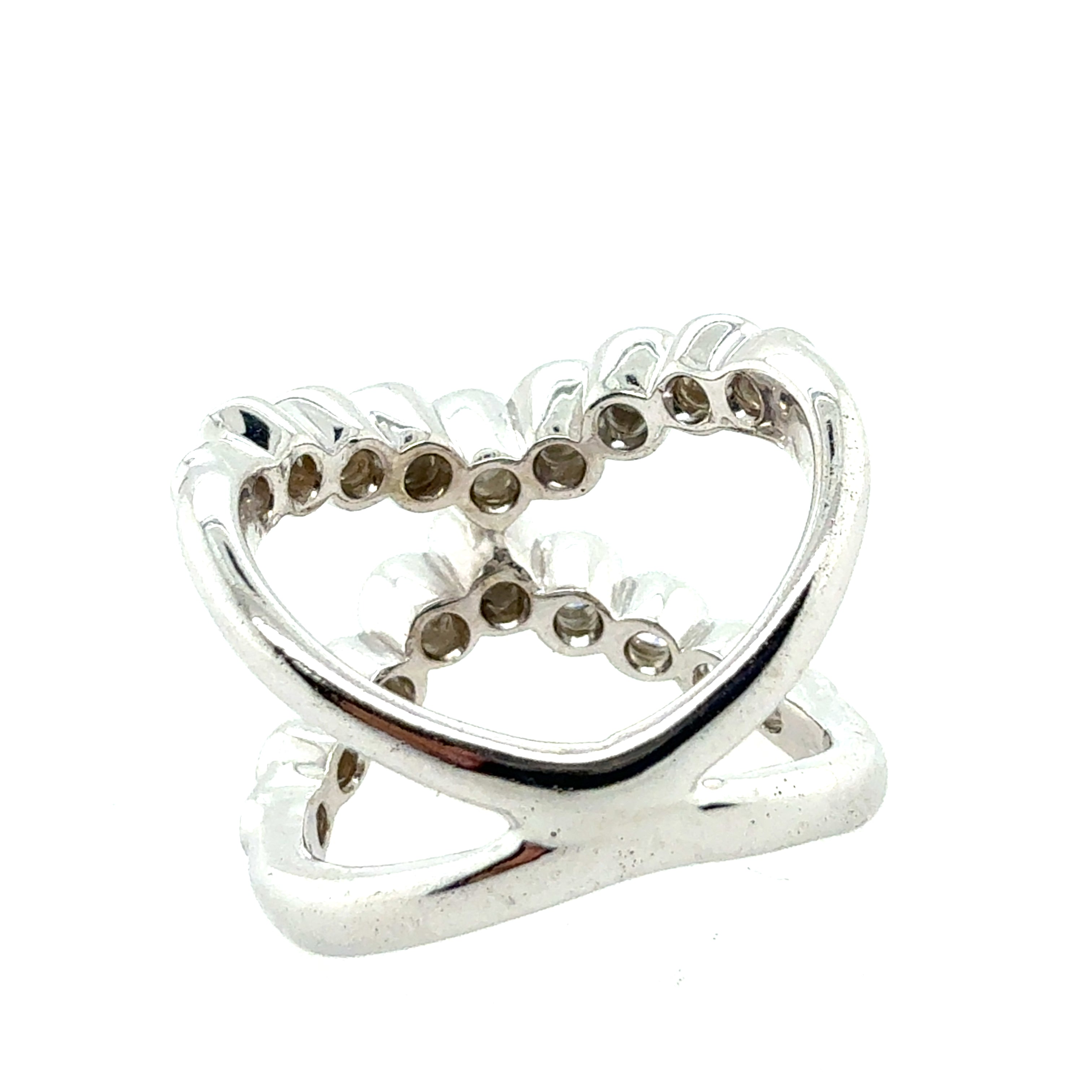 Modern Gold 1 Carat Natural Colorless Round Diamond Criss Cross Ring