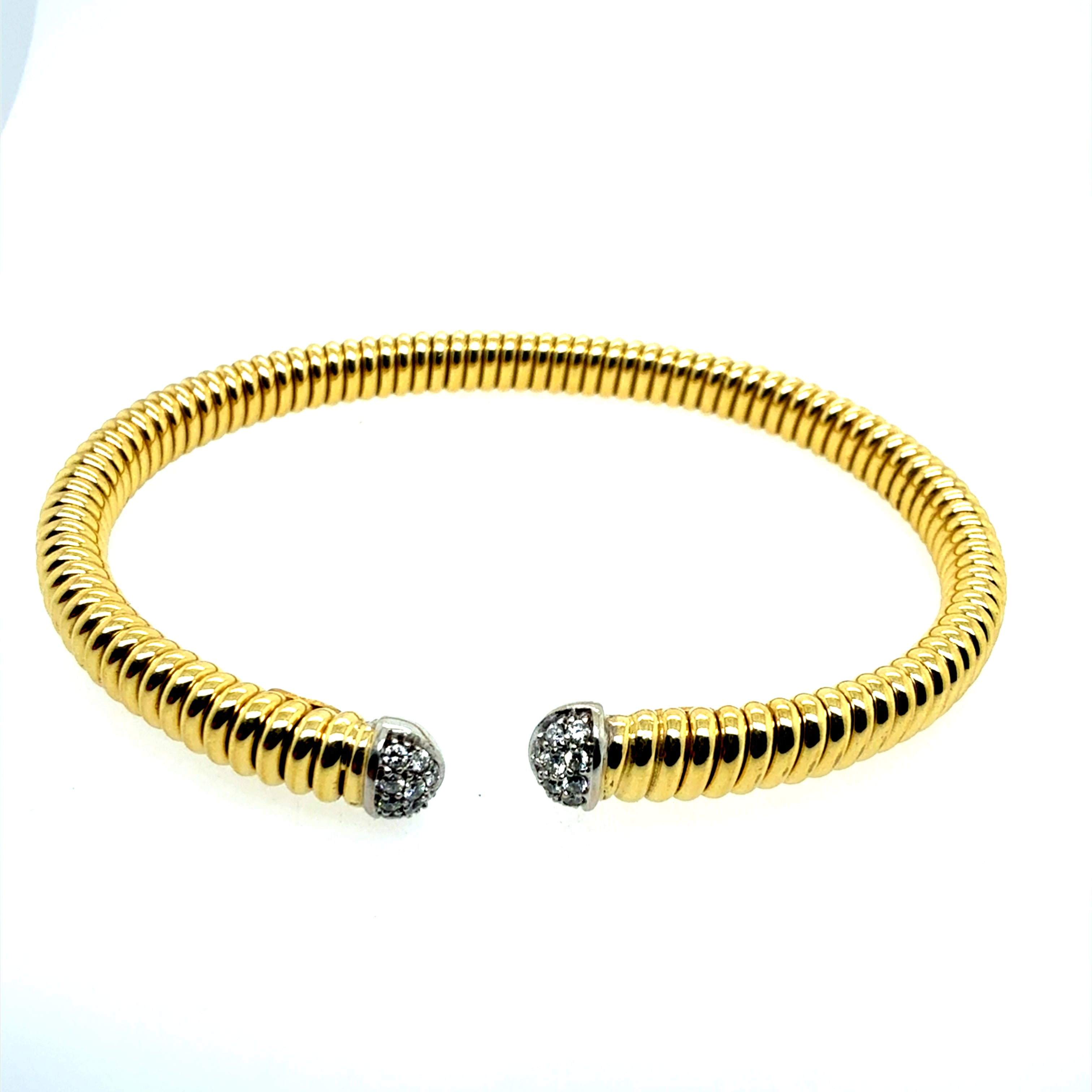 Modern Italian Tricolor 18K Gold 0.75ct Natural Diamond Stack Bracelet by HERCO