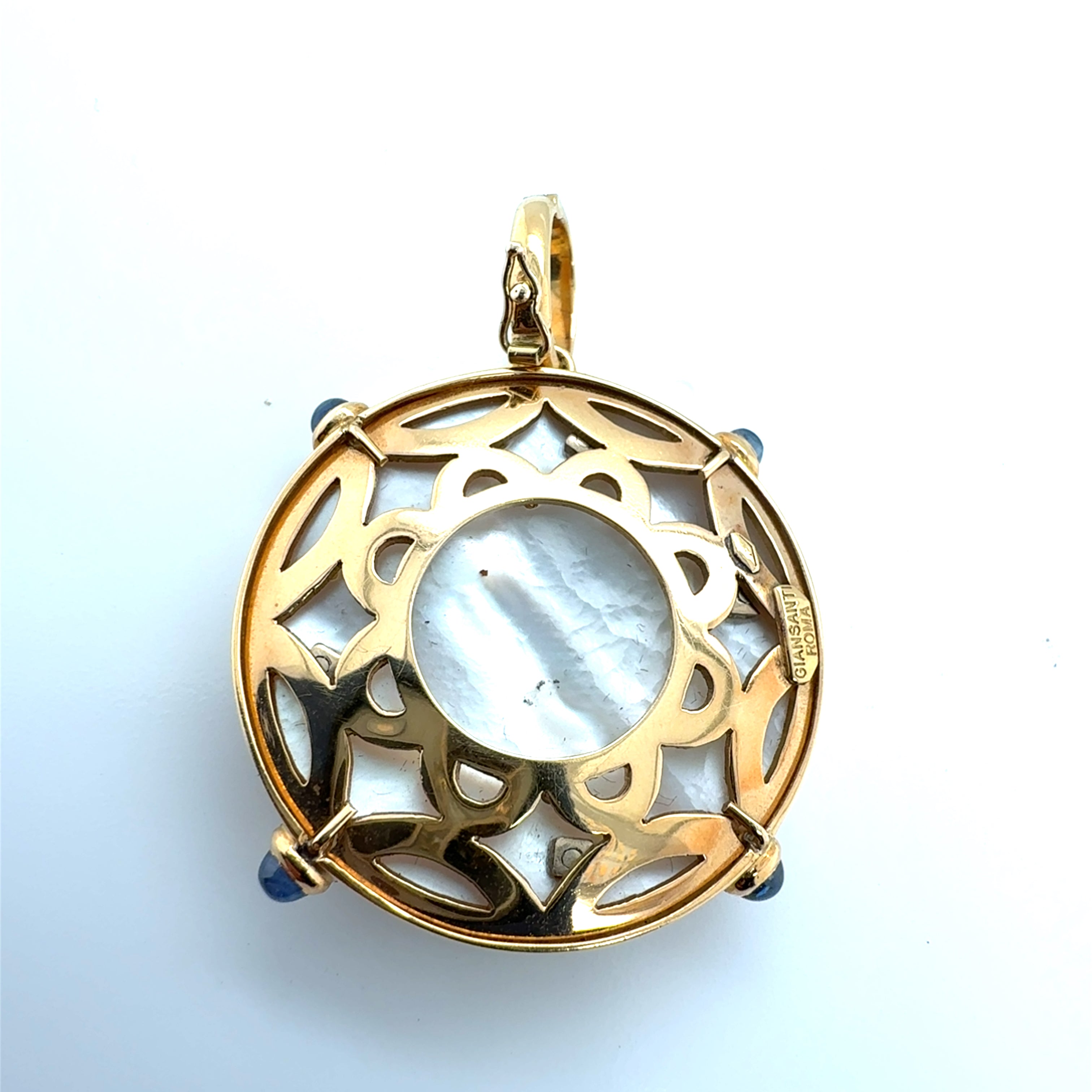 Retro Gold Multicolor CAB Natural Gems Pendant by GIANSANTI ROMA