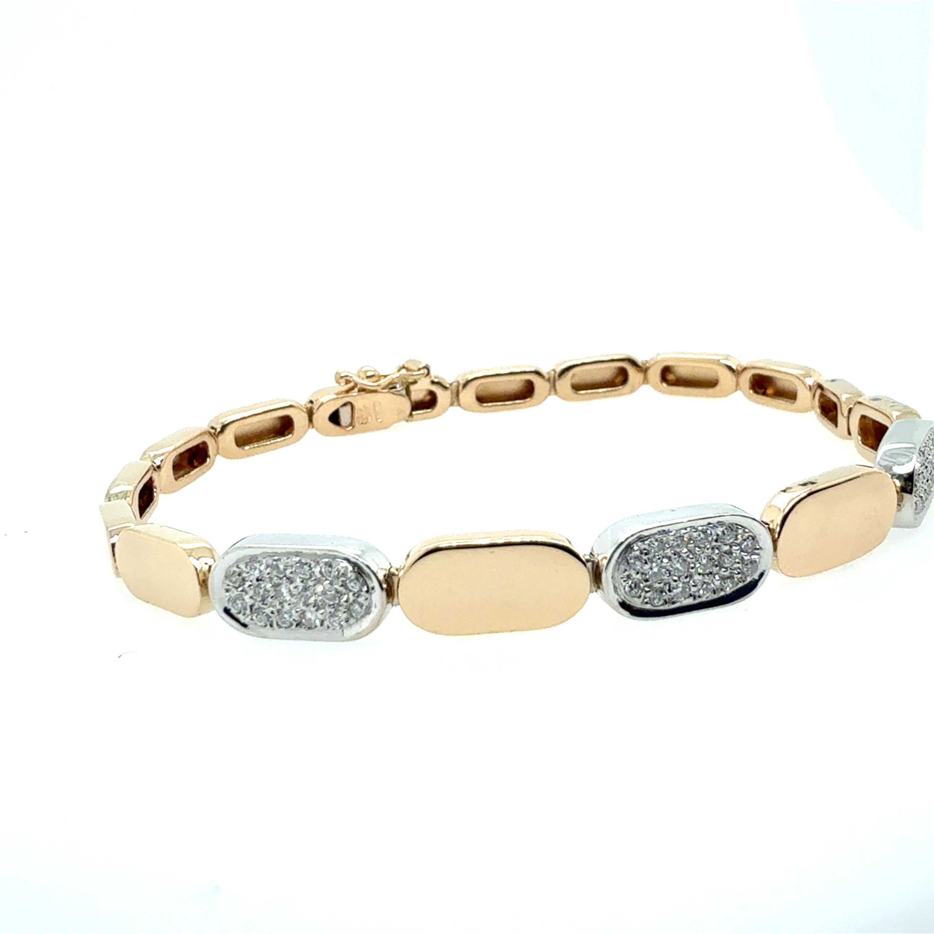 Retro Two Tone Gold 0.50 Carat Natural Diamond Bracelet Circa 1990 Italy