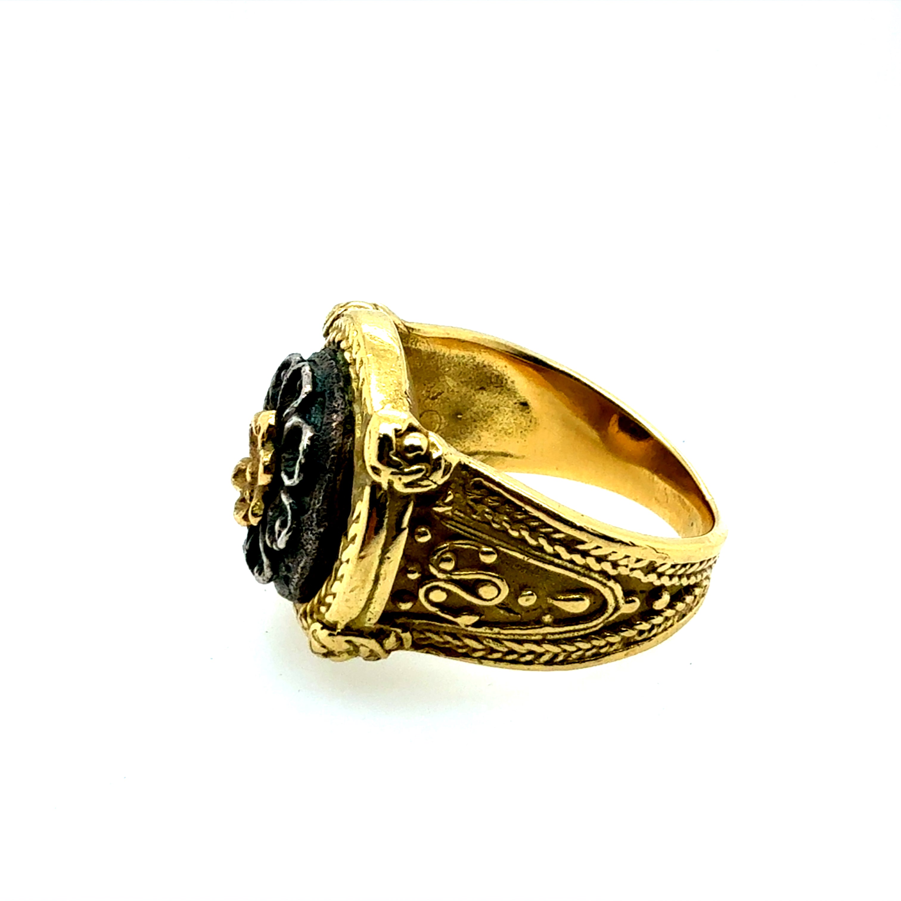 Retro Yellow Gold Floral Petal Medallion Style Statement Ring Circa 1985