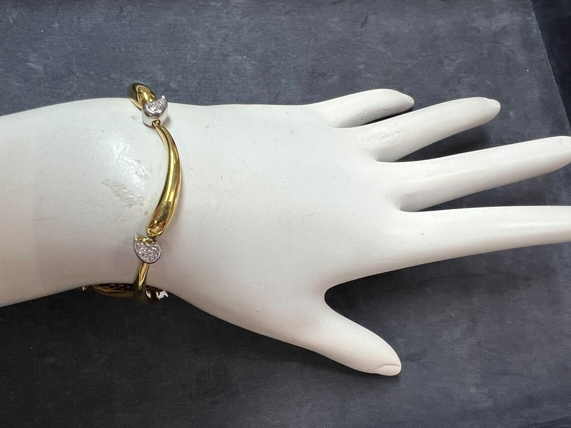 Retro Gold & Platinum 0.45 Carat Natural Colorless Diamond Bracelet Circa 1960