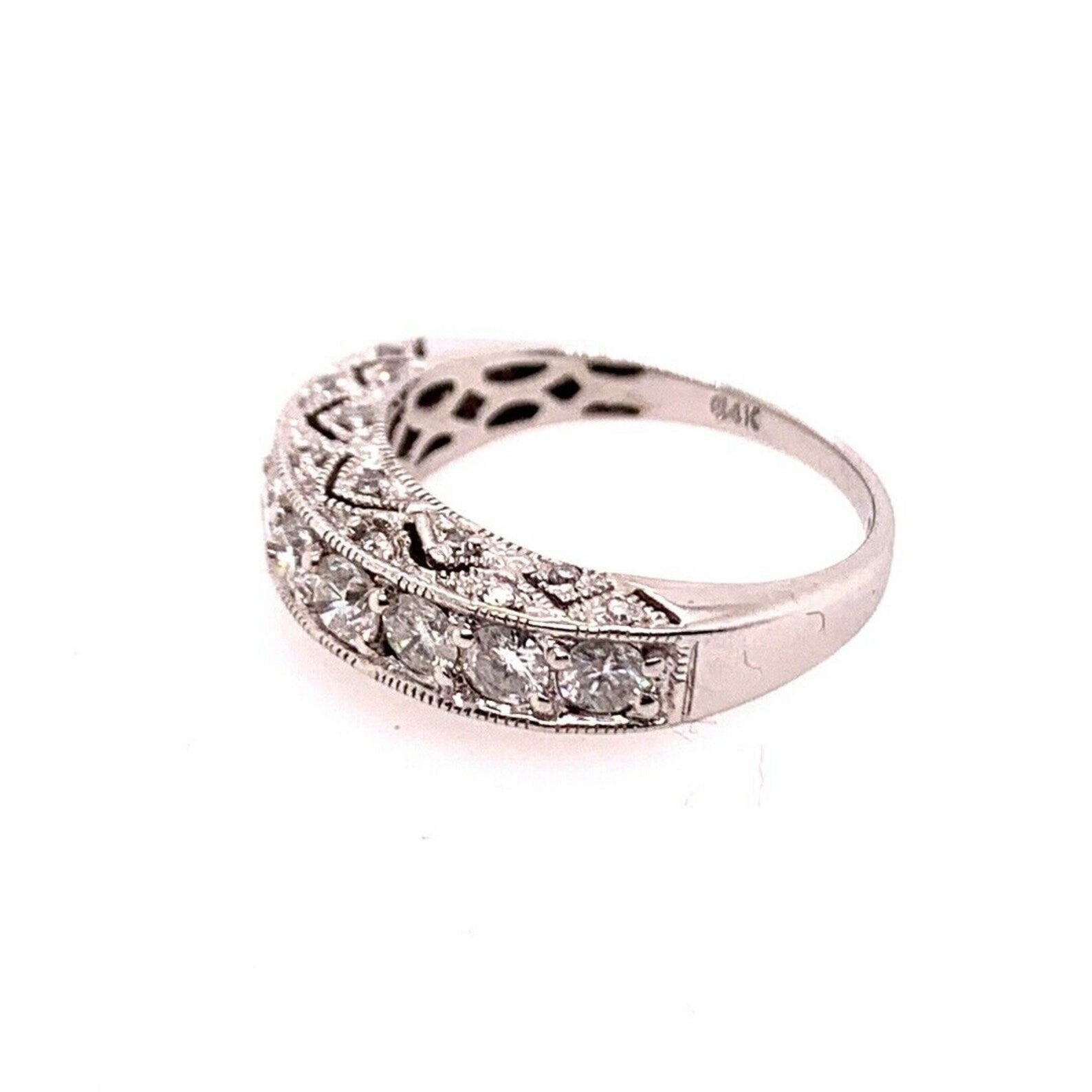 Modern Gold Engagement Band 1.25 Carat Natural Colorless Diamond Cocktail Ring