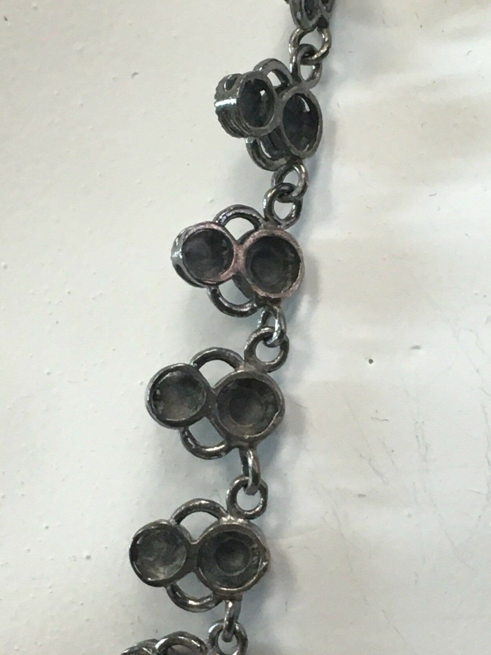Rare Estate 925 Silver 41.27g Vintage Necklace Red Garnet Like Antique Gem Stone