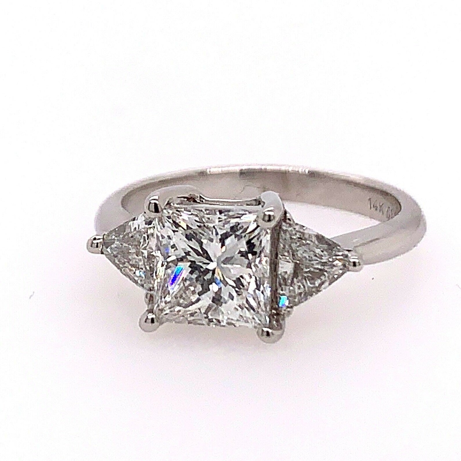 GIA Certified 2.20 Carat Natural Princess Diamond F VS1 Non Gold Engagement Ring