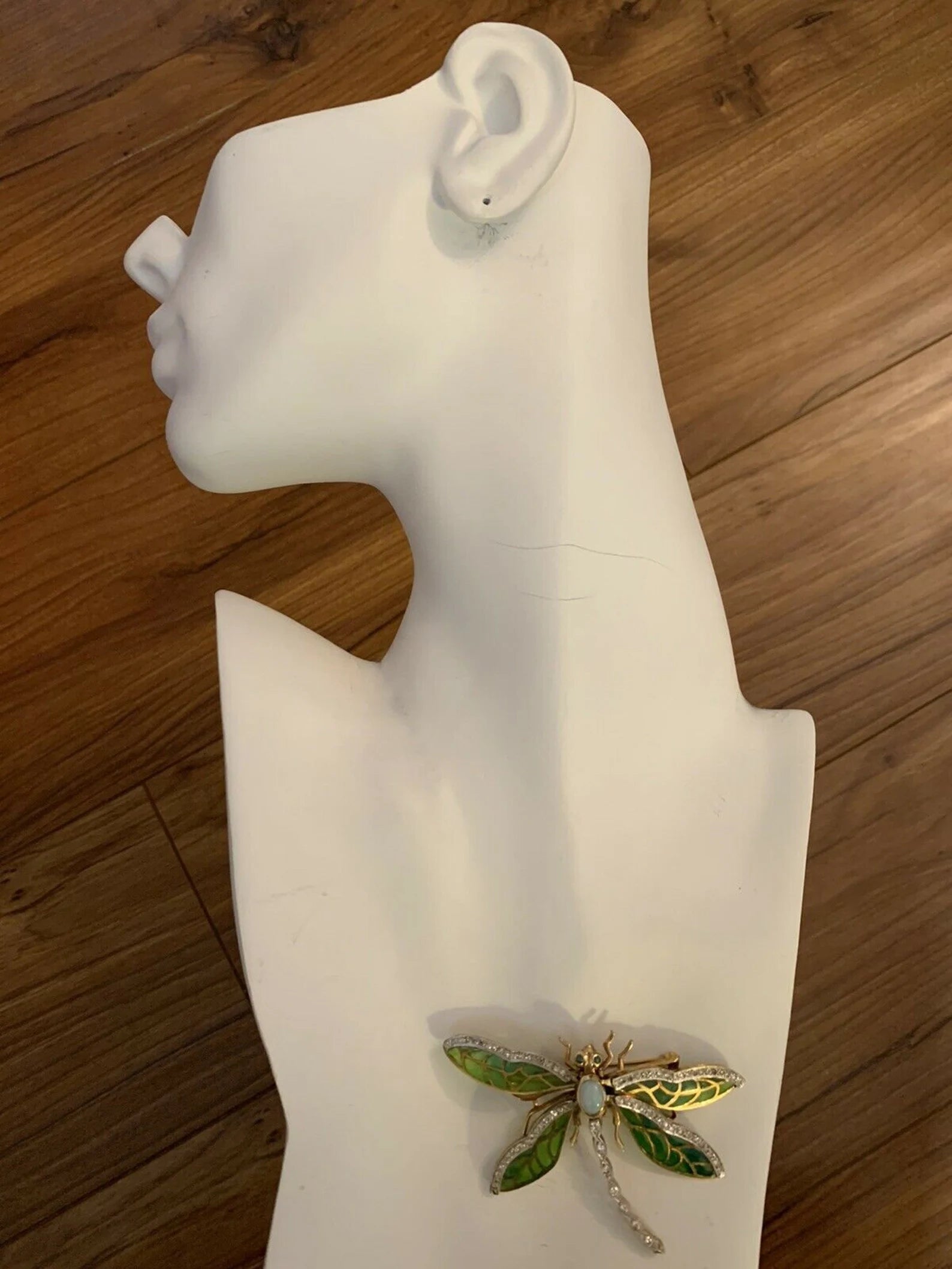 Retro Gold Butterfly 2.35 Carat Natural Diamond, Gem Opal & Enamel Brooche 1960