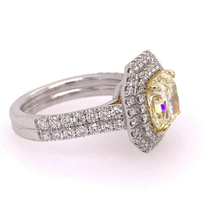 GIA Certified 2.48 Carat Natural Fancy Yellow Flawless Diamond Platinum Ring