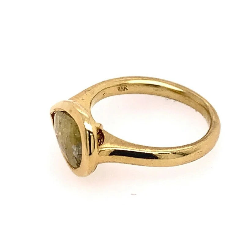 Gold 1.27 Carat Natural Pear Shaped Rose Cut Yellow Diamond Cocktail Ring