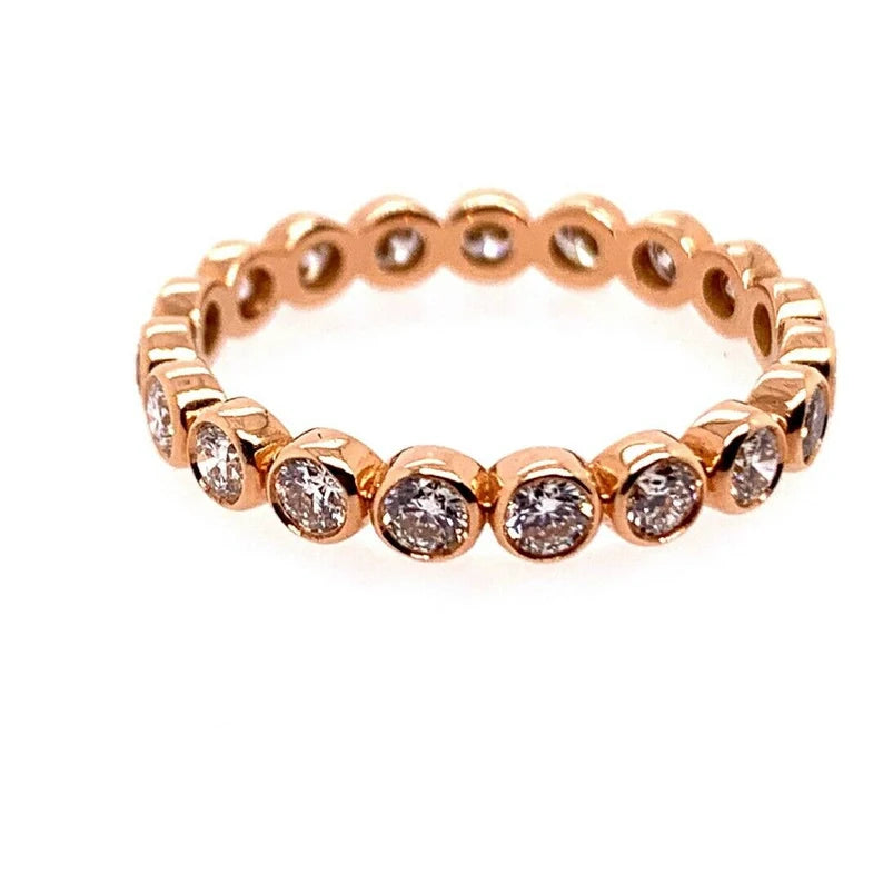 Modern Gold Ring 0.91 Carat Natural Colorless Diamond Eternity Engagement Band