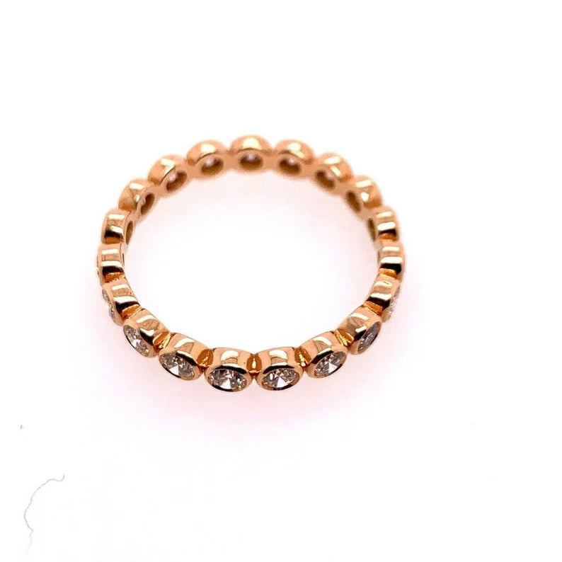 Modern Gold Ring 0.91 Carat Natural Colorless Diamond Eternity Engagement Band