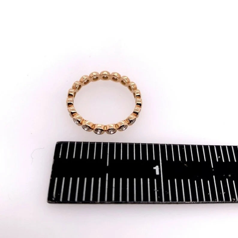 Modern Gold Ring 0.91 Carat Natural Colorless Diamond Eternity Engagement Band