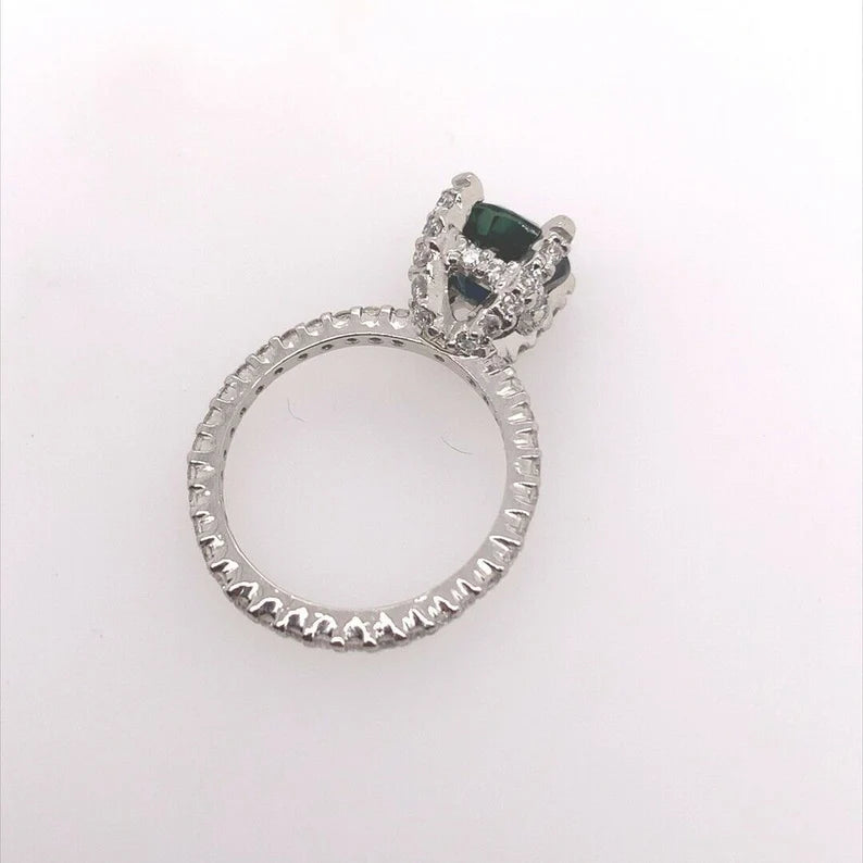 Retro 2.70 Carat Cushion Natural Midnight Blue Australian Sapphire Platinum Ring