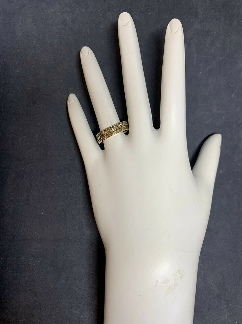 Modern Gold Band Pair 2.25 Carats Natural Champaign Diamond Engagement Ring Set