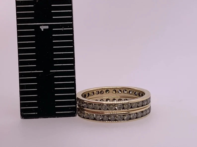 Modern Gold Band Pair 2.25 Carats Natural Champaign Diamond Engagement Ring Set