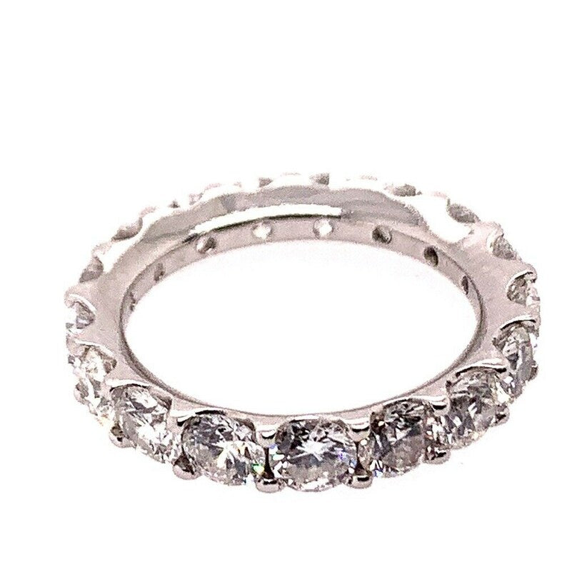 Platinum 4 Carat Round Brilliant Natural Colorless VVS Diamond Eternity Band