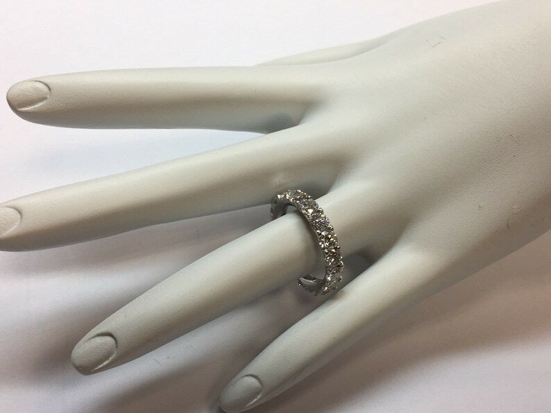 Platinum 4 Carat Round Brilliant Natural Colorless VVS Diamond Eternity Band