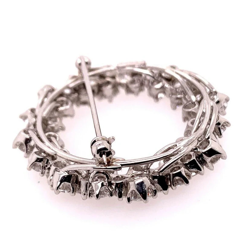Modern Platinum Brooche 4.50 Carat Natural Round Collection Diamonds Circa 1980