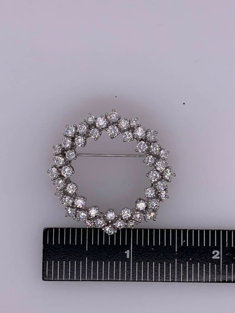 Modern Platinum Brooche 4.50 Carat Natural Round Collection Diamonds Circa 1980