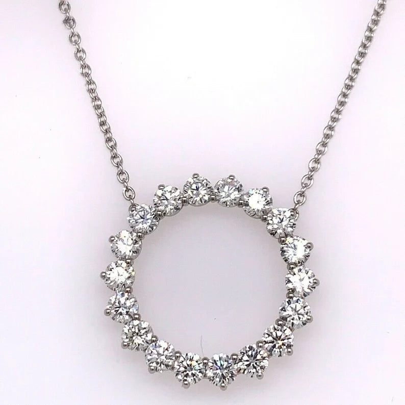 Platinum 2.32 Carat Natural Colorless Round Brilliant Diamond Modern Pendant