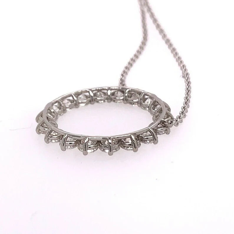 Platinum 2.32 Carat Natural Colorless Round Brilliant Diamond Modern Pendant