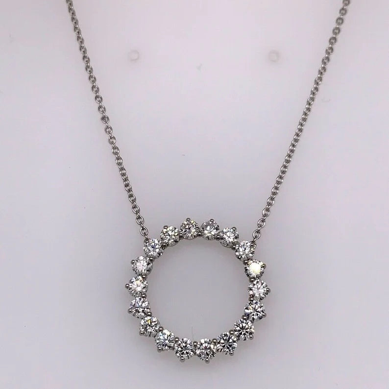 Platinum 2.32 Carat Natural Colorless Round Brilliant Diamond Modern Pendant