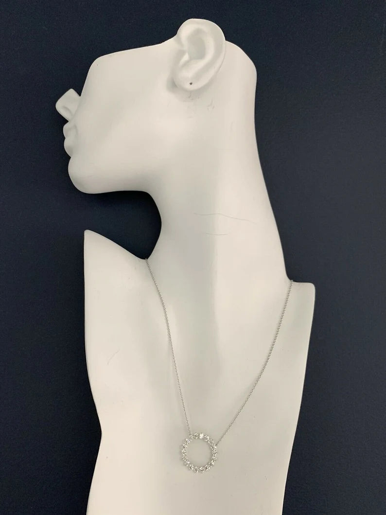 Platinum 2.32 Carat Natural Colorless Round Brilliant Diamond Modern Pendant