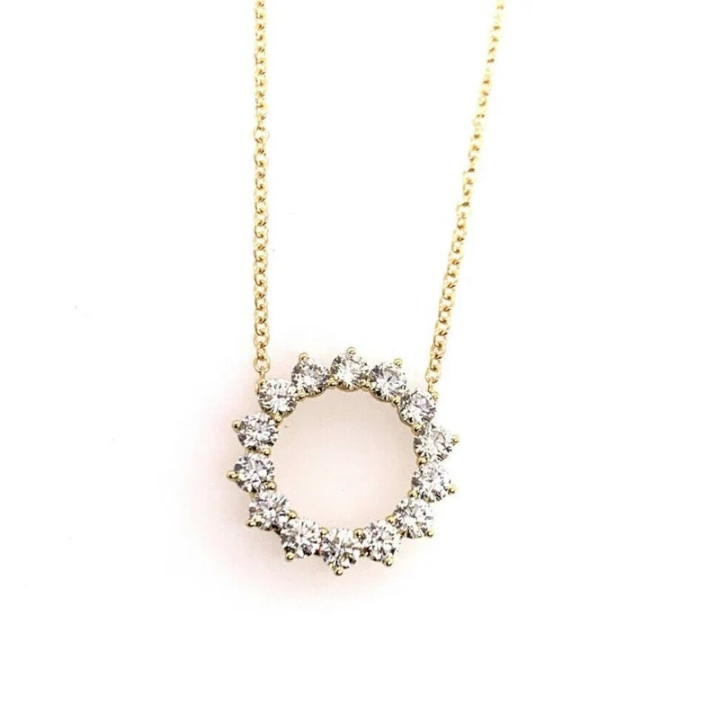 Modern Yellow Gold 1.28 Carat Natural Round Brilliant Diamond Hand Craft Pendant