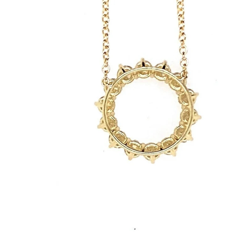 Modern Yellow Gold 1.28 Carat Natural Round Brilliant Diamond Hand Craft Pendant