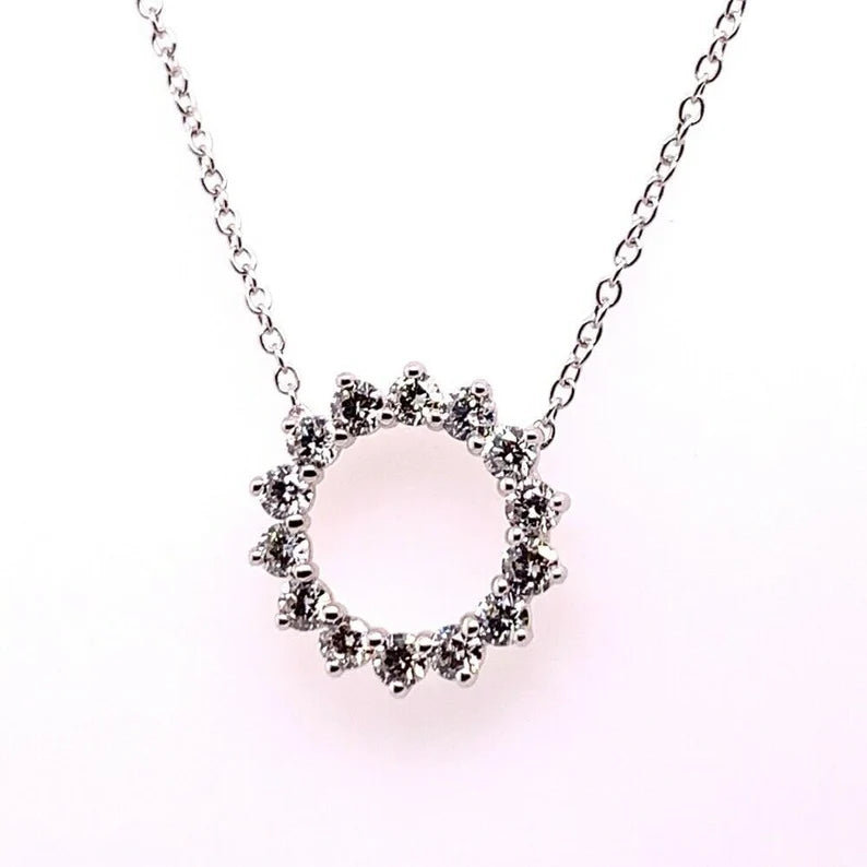 White Gold .51 Carat Natural Colorless VS Round Brilliant Diamond Modern Pendant