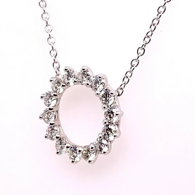White Gold .51 Carat Natural Colorless VS Round Brilliant Diamond Modern Pendant