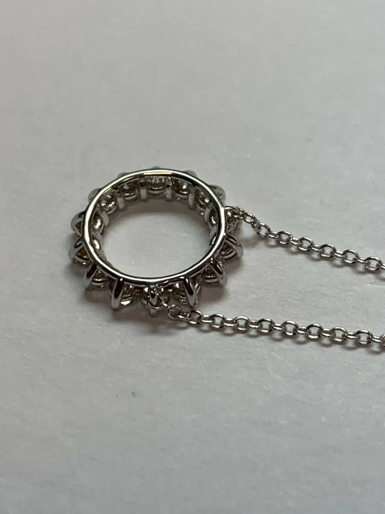 White Gold .51 Carat Natural Colorless VS Round Brilliant Diamond Modern Pendant