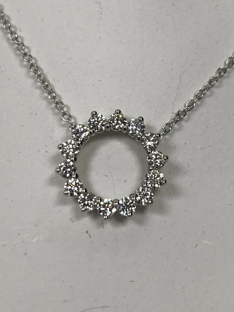 White Gold .51 Carat Natural Colorless VS Round Brilliant Diamond Modern Pendant