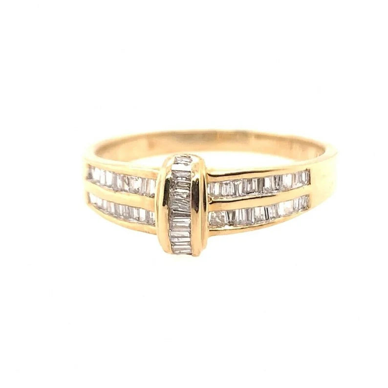 14k Gold Estate Natural apx 1ct Baguette Diamond Band Gem Stone Vintage Antique