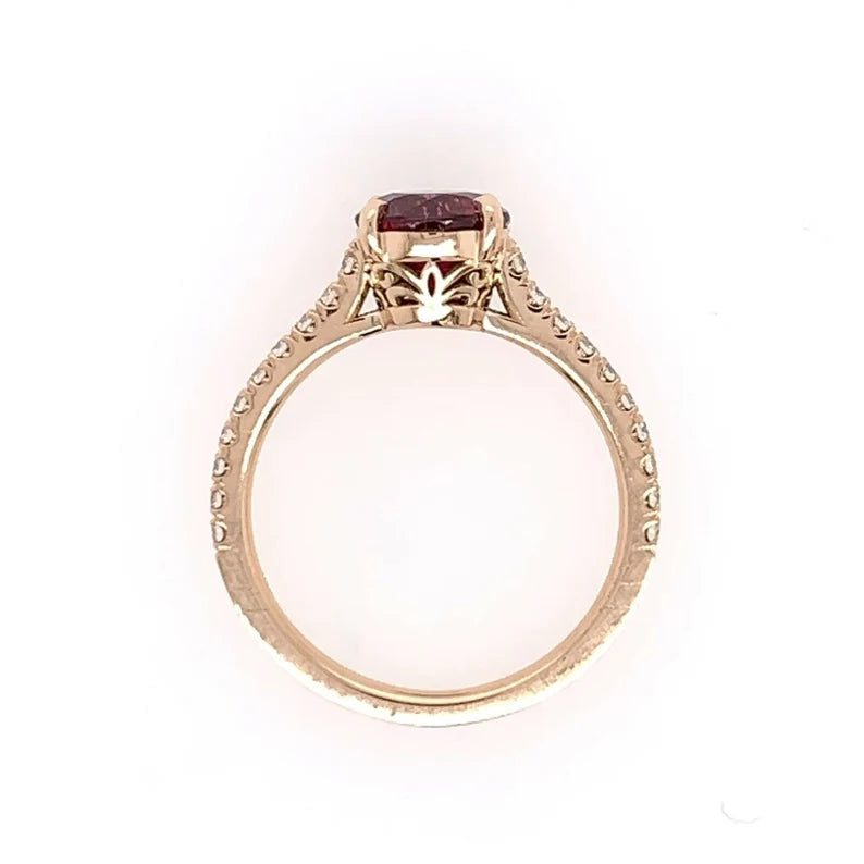 1.93ct Natural GIA Cert 18k Rose Gold Ruby & Diamond Engagement Ring Gem Stone