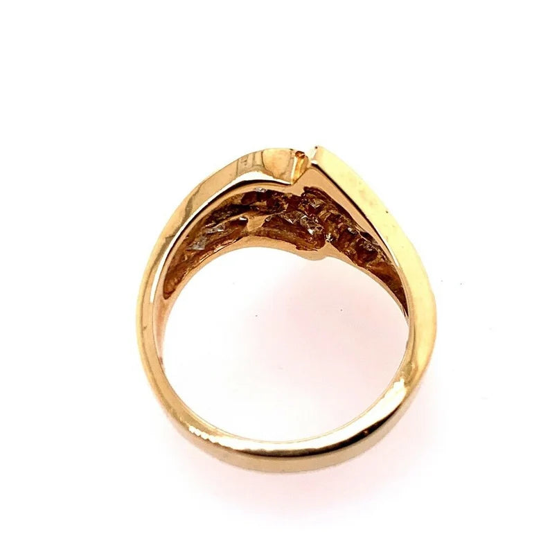 Retro Gold Cocktail 1.25 Carat Natural Diamond Ring Round & Baguette Circa 1960