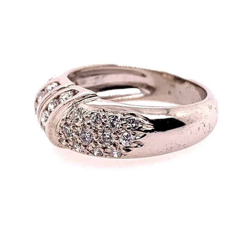 Modern Gold Cocktail Band 1 Carat Natural Colorless Diamond Gem Ring Circa 1980