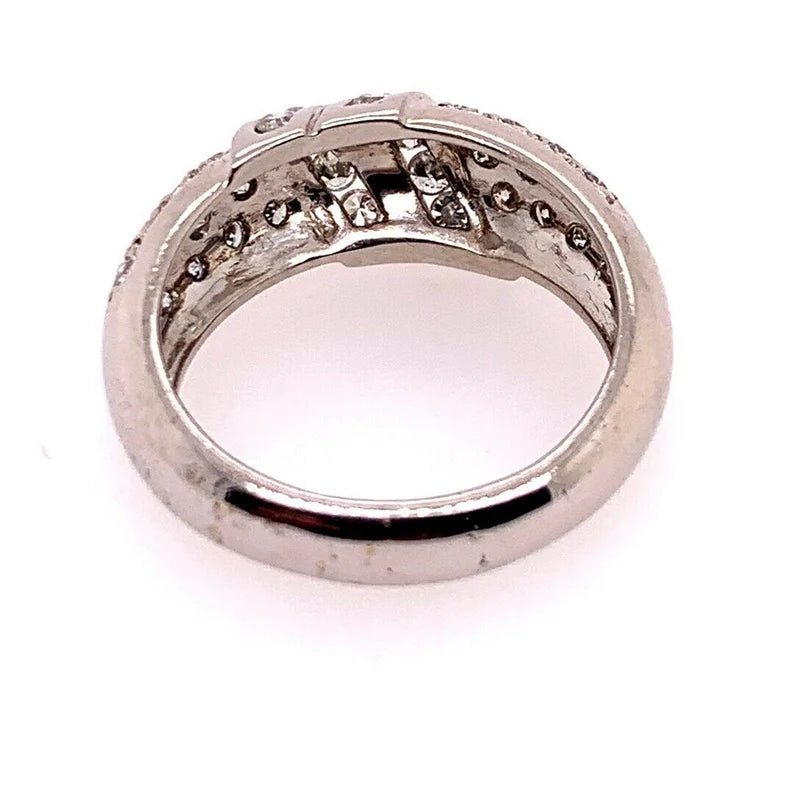 Modern Gold Cocktail Band 1 Carat Natural Colorless Diamond Gem Ring Circa 1980