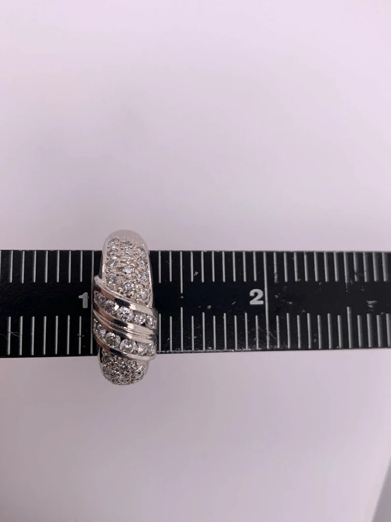 Modern Gold Cocktail Band 1 Carat Natural Colorless Diamond Gem Ring Circa 1980