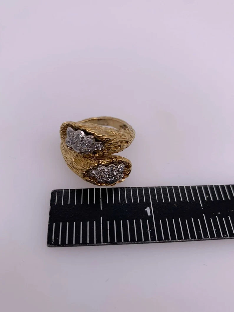 Retro Gold Cocktail Ring 0.35 Natural Single Cut Colorless Diamond Circa 1950