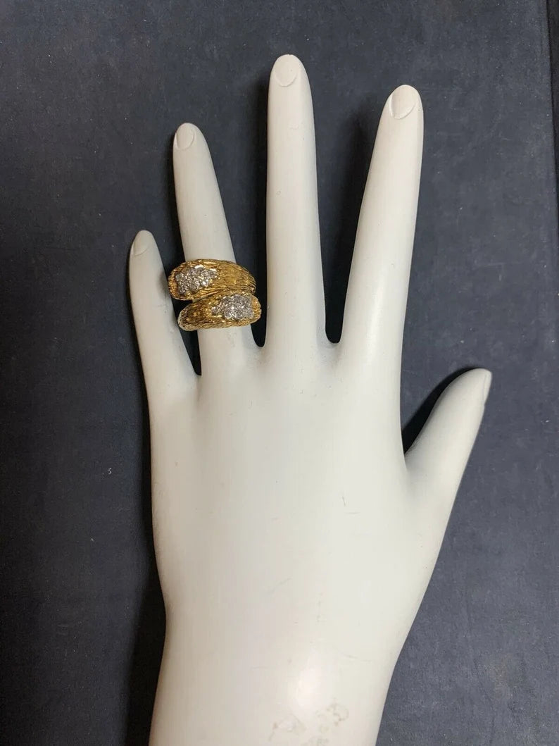 Retro Gold Cocktail Ring 0.35 Natural Single Cut Colorless Diamond Circa 1950