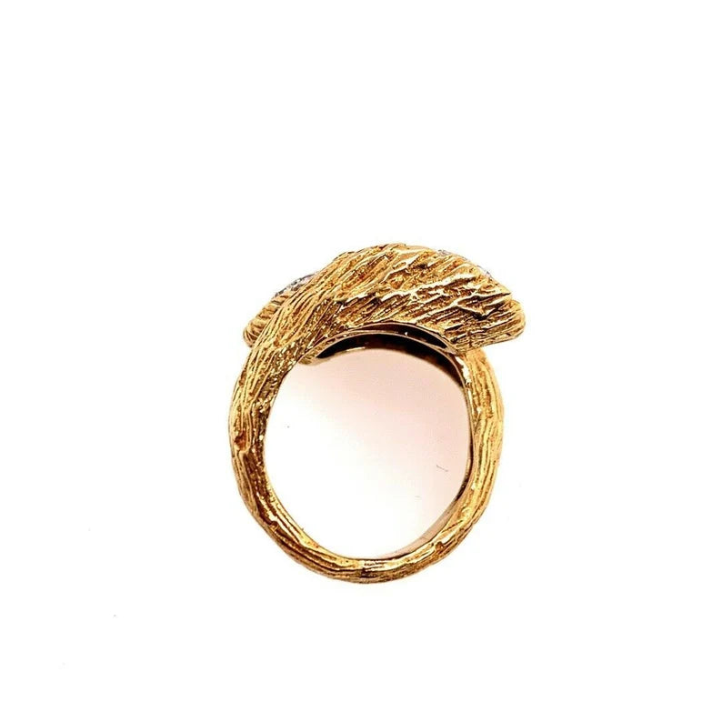 Retro Gold Cocktail Ring 0.35 Natural Single Cut Colorless Diamond Circa 1950
