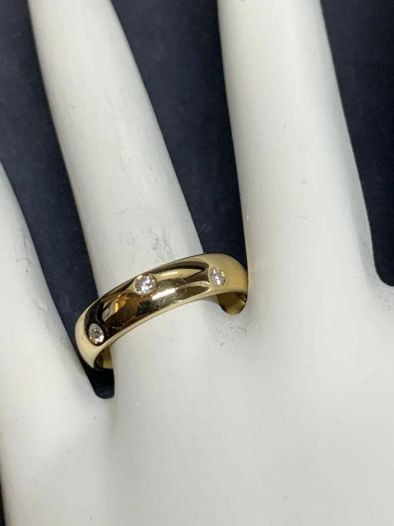 Modern Gold Ring 0.45 Carat Natural Colorless Diamond Engagement Eternity Ring