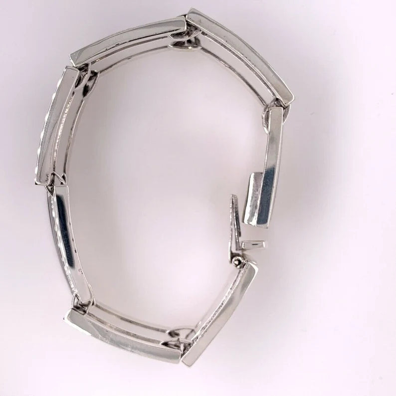Mens Rare Vintage Mexico 950 Silver Bracelet Natural Sodalite Circa 1980