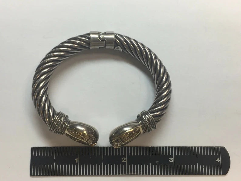 FLLI Menegatti 18k ITALY Gold 925 Silver 44g BANGLE Bracelet Vintage Estate Gem