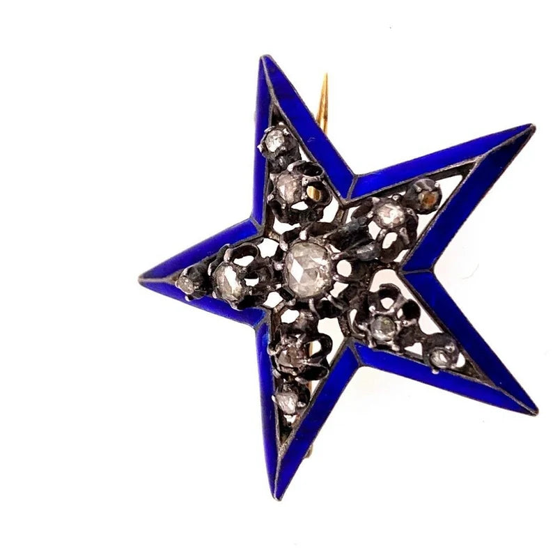 Edwardian Gold Brooche 0.45 Carat Natural Old Mine Rose Diamond Pin Circa 1920