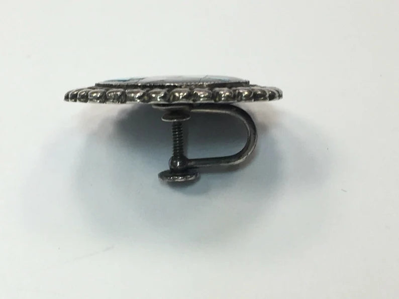 RARE Estate Sterling 925 Silver Native Vintage Earring SET 25.4g Inlay Gem Stone