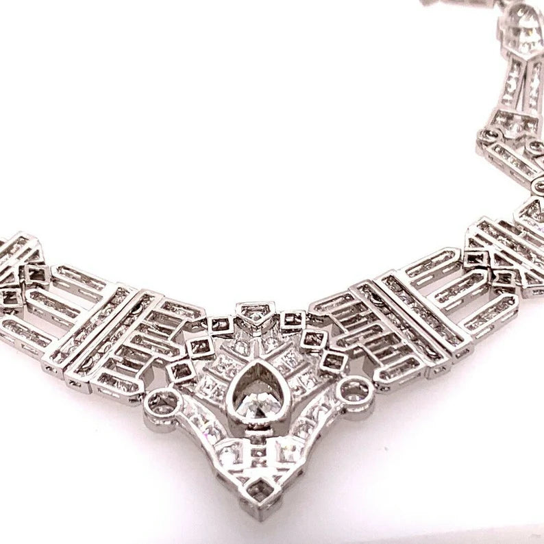 Retro Gold 8 Carat GIA Certified Natural RBC & Pear Diamond Necklace Circa 1970