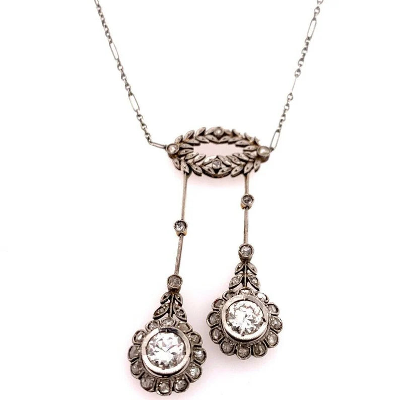 Victorian Gold Pendant 1.75 Carat (appx) Natural European Cut Vintage Diamonds