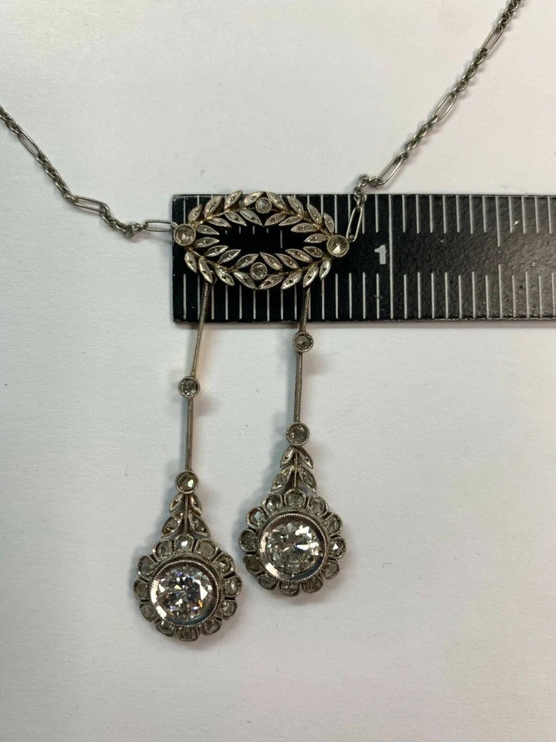 Victorian Gold Pendant 1.75 Carat (appx) Natural European Cut Vintage Diamonds