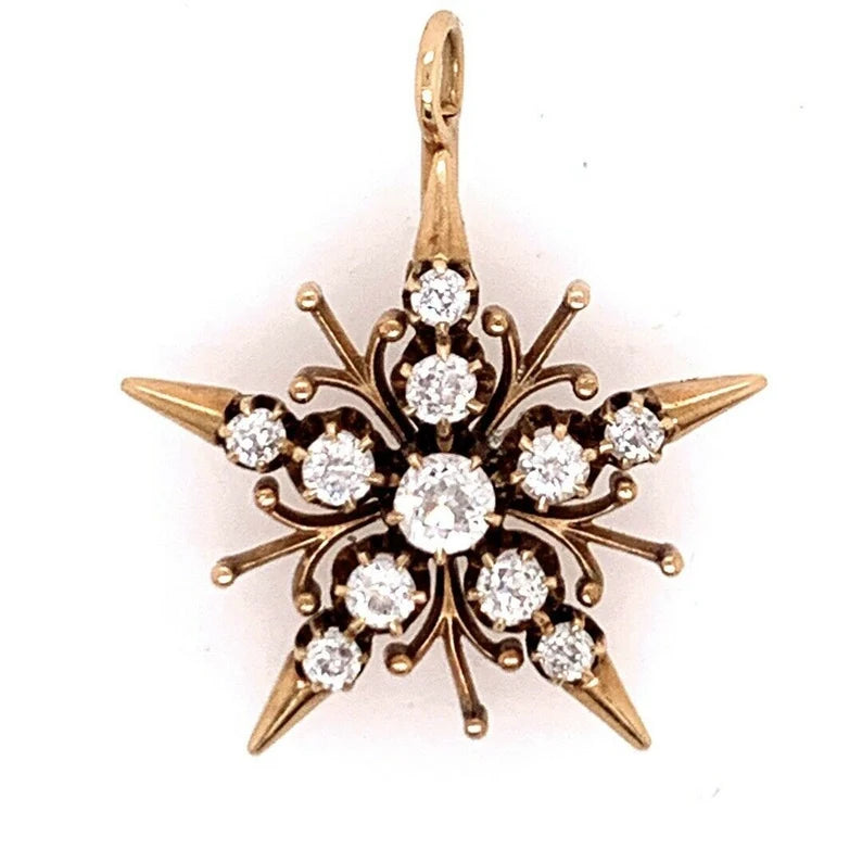 Victorian Gold 1 Carat Natural Old European Cut Diamond Pendant Circa 1920